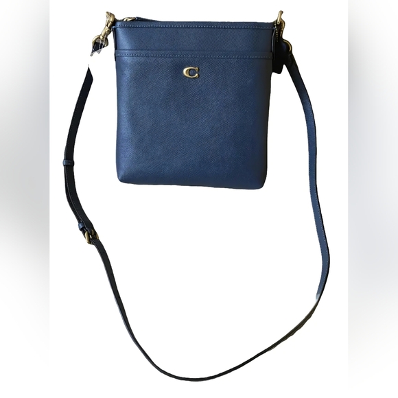 Coach Navy Blue Kitt Messenger Leather Crossbody Bag NWT